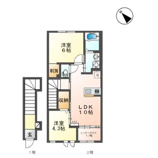 グランドソレーユⅡ番館【2階】の間取り