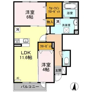 カーサ高善D棟【1階】の間取り