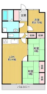 南海狭山コーポ1号棟【9階】の間取り