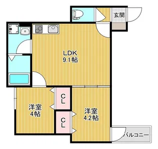 D porta sunlit【3階】の間取り