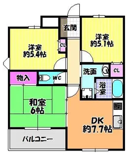 グリュンエルデ美原【1階】の間取り