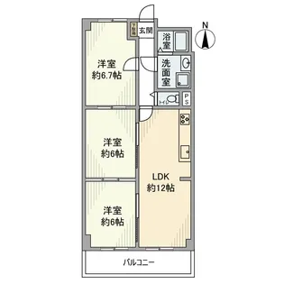 LCBコーポJ1号棟【6階】の間取り