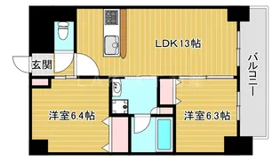 ラルジュ ルーセント オーデン 難波【10階】の間取り