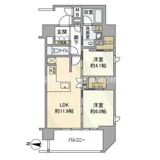 ソルティア東梅田【4階】の間取り