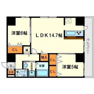 ウインズコート新北野【4階】の間取り