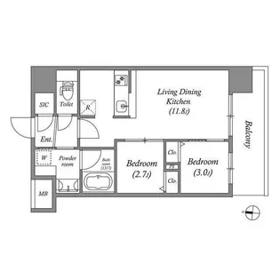 アーバングランデ新大阪【8階】の間取り