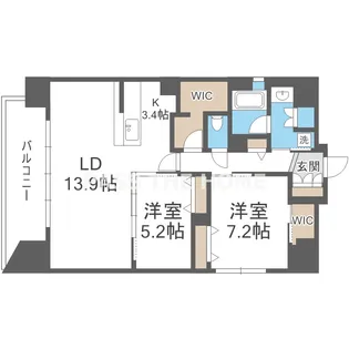 レジュールアッシュ谷町四丁目グランクラス【13階】の間取り