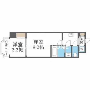 エグゼ難波東【7階】の間取り