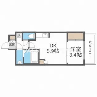 ラシュレエグゼ夕陽丘【5階】の間取り