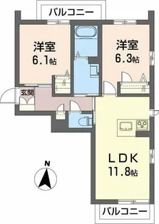 BEREO Comfort Kitashimada【B203号室】の間取り