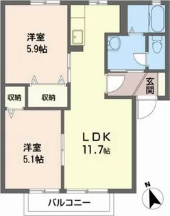 ディアス昭和Ⅰ【102号室】の間取り