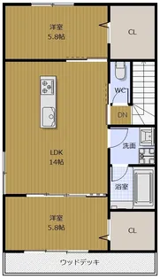 2LDKの間取り画像