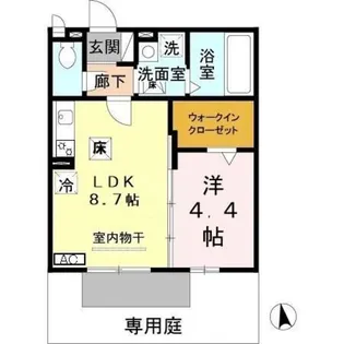 ピーヌス カウダ【1階】の間取り