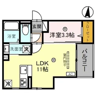 D−Luce黒田−EAST(ディールーチェ)【3階】の間取り