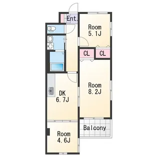 フォーチュネイト吹屋【2階】の間取り