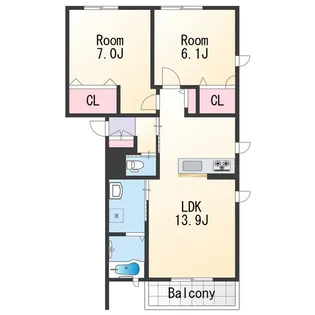 プロヌーブ今福Ⅱ A【1階】の間取り