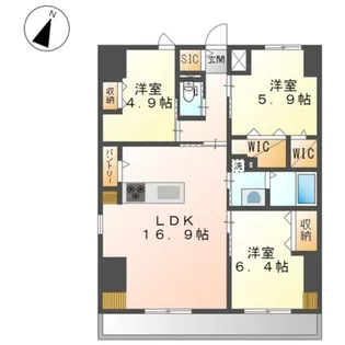 ワシンレジデンス【9階】の間取り