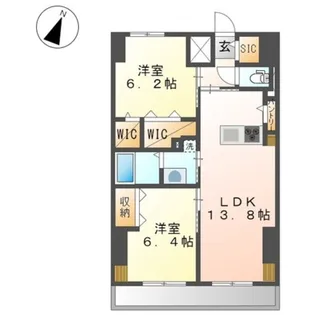 ワシンレジデンス【9階】の間取り