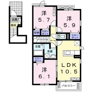 アルコバレーノ D【2階】の間取り