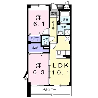 リヴェール栄谷【2階】の間取り