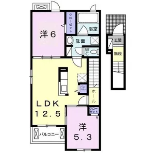 グリーンフル六十谷Ⅳ【2階】の間取り