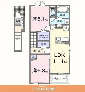 ジラソーレ西庄Ⅱ【2階】の間取り
