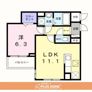 東釘貫丁3丁目アパートB【1階】の間取り