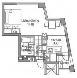 レジディアタワー乃木坂【6階】の間取り