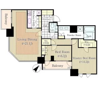 パークコート六本木ヒルトップ【6階】の間取り