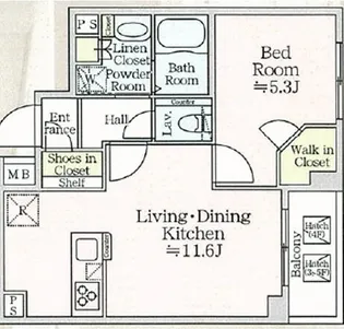 アイルプレミアム月島ドゥーエ【3階】の間取り