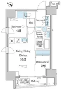 デュオフラッツ日本橋水天宮【4階】の間取り