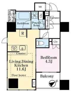 インプレストタワー芝浦エアレジデンス【6階】の間取り