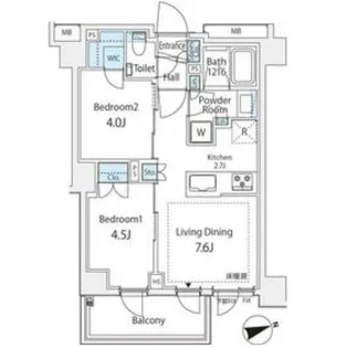 東京都渋谷区恵比寿2丁目【マンション】の間取り