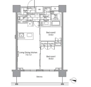 パークハビオ恵比寿【14階】の間取り