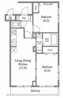 2LDKの間取り画像