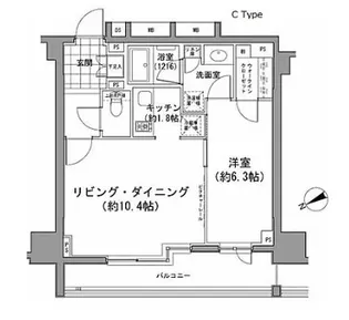 パークハビオ八丁堀【3階】の間取り