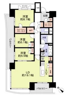 晴海フラッグサンヴィレッジA棟【5階】の間取り