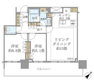 ブリリアタワー浜離宮【25階】の間取り