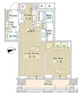 パークアクシス御成門【18階】の間取り