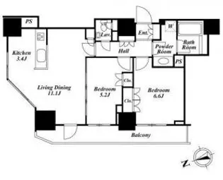パークキューブ愛宕山タワー【18階】の間取り