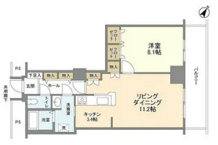 トルナーレ日本橋浜町【16階】の間取り