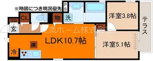 セジュール嵯峨鳥居本【102号室】の間取り