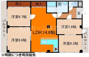 ルシェール西院【4階】の間取り