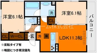 グランソレイユ西院B棟【101号室】の間取り