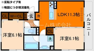 グランソレイユ西院A棟【2階】の間取り