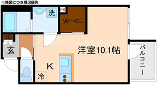 ウェルスクエア壬生高辻通【104号室】の間取り