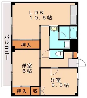 ビレッジハウス宗像5号棟【402号室】の間取り