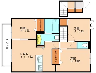 セジュール赤間駅前F【213号室】の間取り