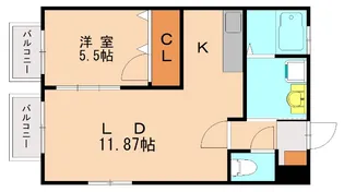 福岡県福岡市西区周船寺1丁目【アパート】の間取り