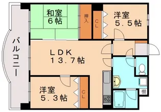 ライオンズマンションシーサイド今宿【204号室】の間取り